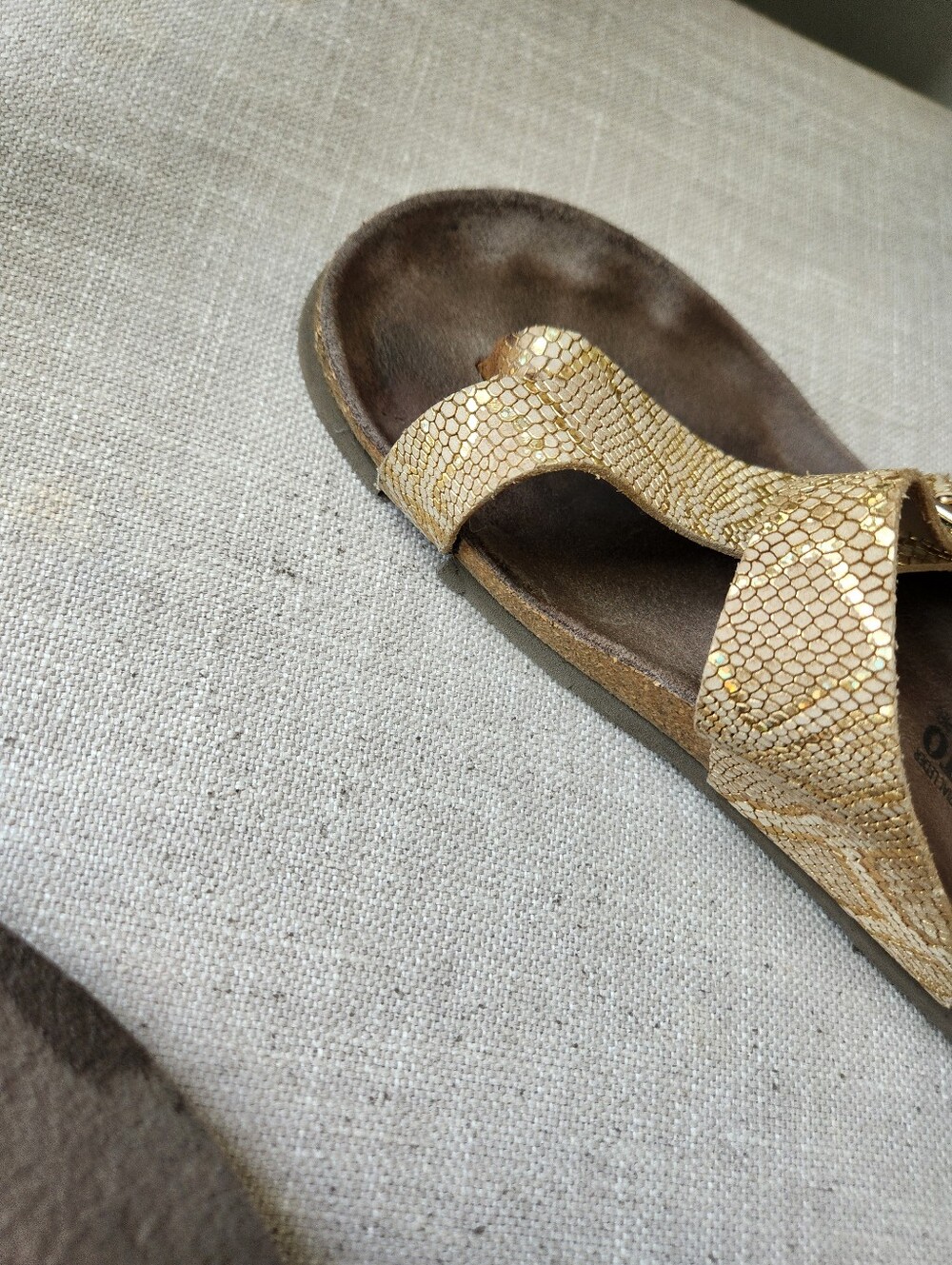 Mephisto Leather Gold Snake Slide Sandal "Helen" 38 7.5-8 Birkenstock Style - Picture 11 of 12